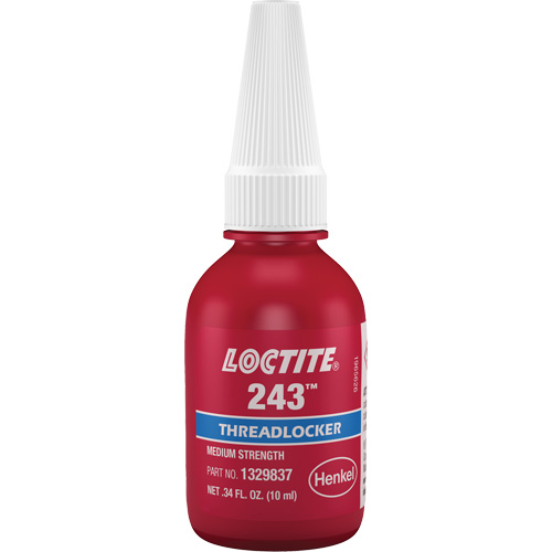 Threadlocker 243 Oil Tolerant, Blue, Medium, 10 ml, Bottle Stor-it Systems