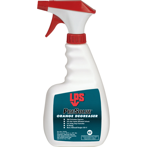 D&eacute;graissant orange PreSolve, Bouteille &agrave; g&acirc;chette Stor-it Systems