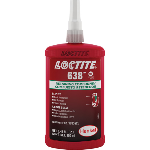 Compos&eacute; de retenue Loctite 638, 250 ml, Bouteille, Vert Stor-it Systems