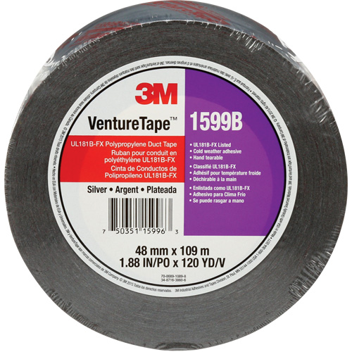 Ruban en polypropyl&egrave;ne Venture Tape 1599B, 3 mils, Argent, 48 mm (2") x 109,7 m (359,9') Stor-it Systems