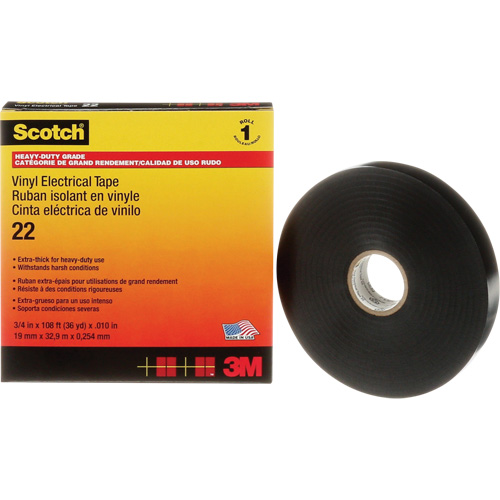 Scotch&reg; Vinyl Electrical Tape, 19 mm (3/4") x 33 m (108'), Black, 10 mils Stor-it Systems