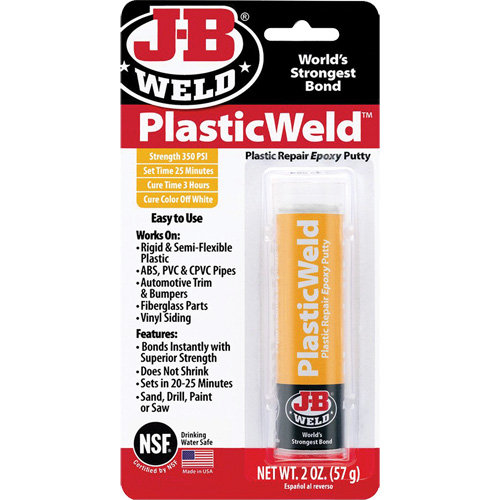Colle &eacute;poxyde PlasticWeld, 2 oz, B&acirc;ton, Blanc cass&eacute; Stor-it Systems