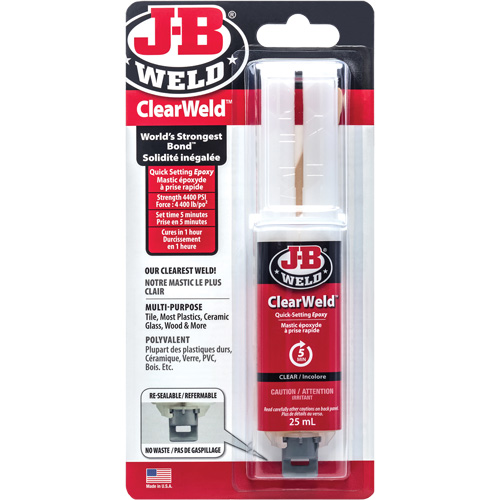 Adh&eacute;sif ClearWeld, 25 ml, Seringue, Deux composants, Transparent Stor-it Systems