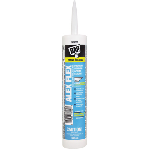 Alex Flex&reg; Premium Molding & Trim Acrylic Latex Siliconized Sealant, 300 ml, Cartridge, White Stor-it Systems