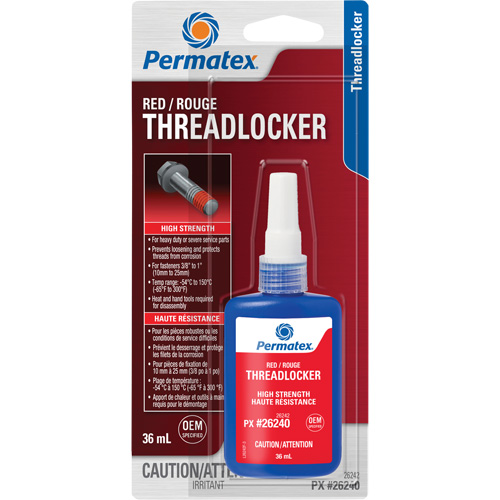 Permanent Strength Threadlocker, Red, High, 36 ml, Bottle Stor-it Systems