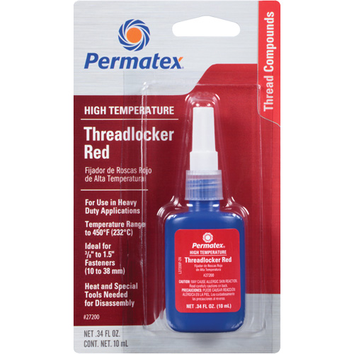 High Temperature Threadlocker, Red, High, 10 ml, Bottle Stor-it Systems