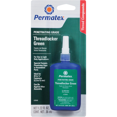 Penetrating Grade Threadlocker, Green, Low, 36 ml, Bottle Stor-it Systems