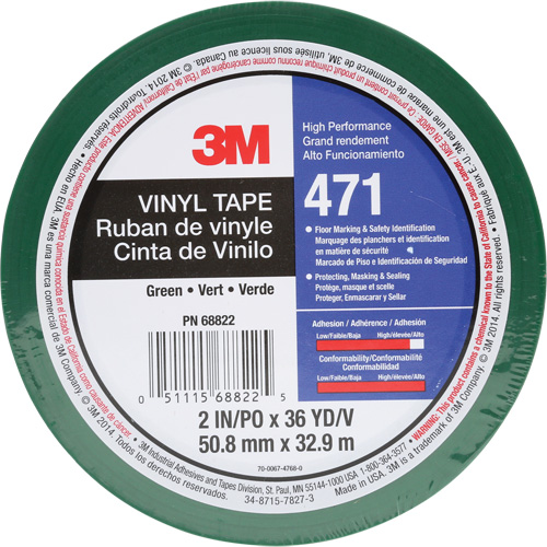 Ruban en vinyle 471, 50,8 mm (2") la x 32,9 m (108') lo, 5,2 mils, Vert Stor-it Systems