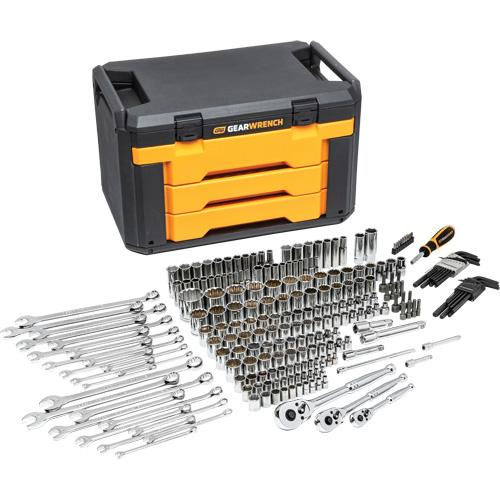 Jeu d'outils pour m&eacute;canicien dans un coffre de rangement &agrave; trois tiroirs Stor-it Systems