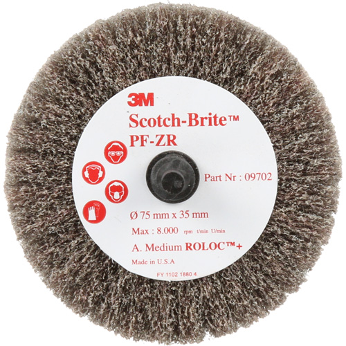 Disque de tronçonnage et de polissage Scotch-Brite Roloc, Oxyde d'aluminium, Grain Moyen, 3" x 1-3/8" x 1/4" Stor-it Systems