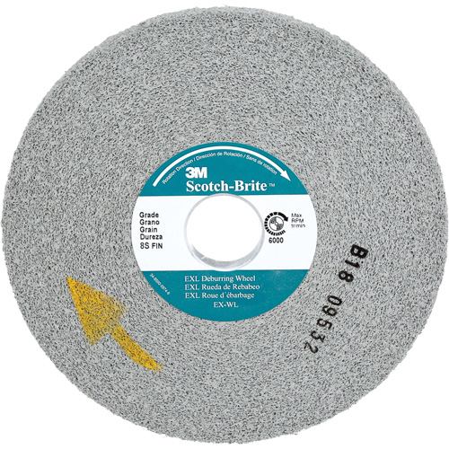 Meule d'&eacute;barbage EXL Scotch-Brite, 6" x 1/2", Arbre de 1", Oxyde d'aluminium Stor-it Systems