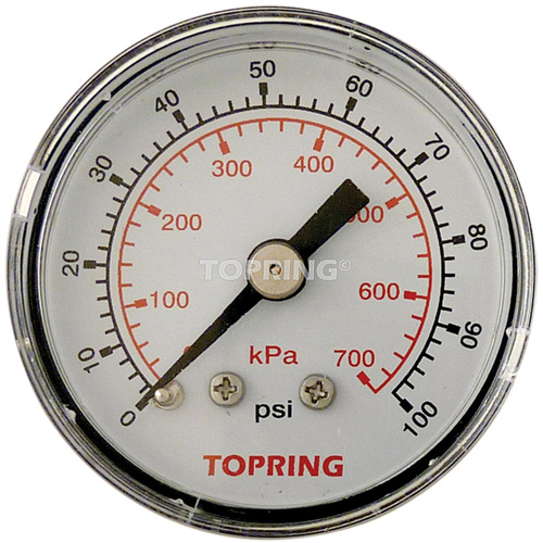 Pressure Gauge, 1-1/2" , 0 - 100 psi, Back Mount, Analogue Stor-it Systems
