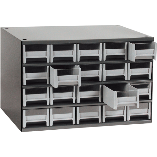 Modular Parts Cabinets, Steel, 20 Drawers, 17" x 10-9/16" x 2-1/16", Grey Stor-it Systems