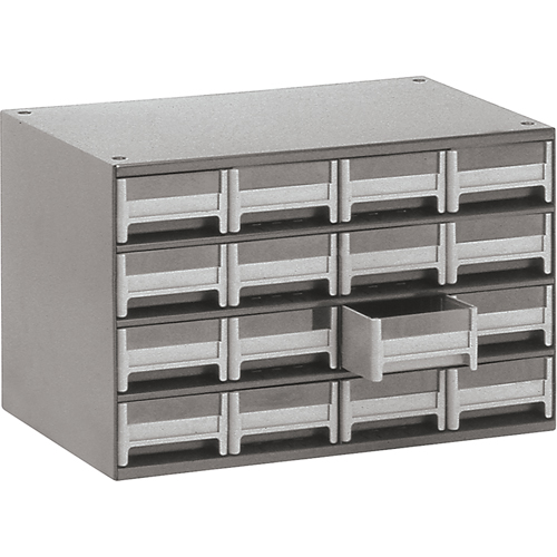 Casiers modulaires pour pi&egrave;ces, Acier, 16 tiroirs, 17" x 10-9/16" x 2-1/8", Gris Stor-it Systems