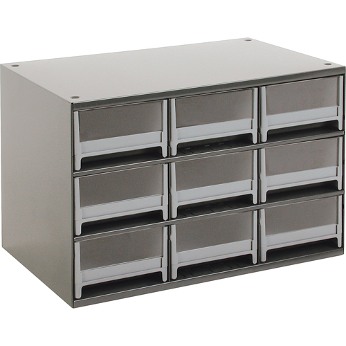 Casiers modulaires pour pi&egrave;ces, Acier, 9 tiroirs, 17" x 10-9/16" x 3-1/16", Gris Stor-it Systems