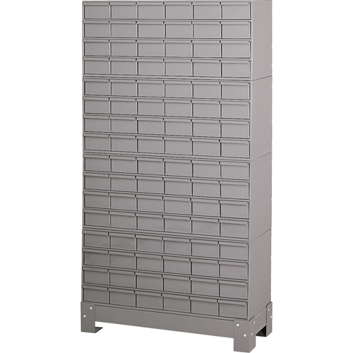 Casiers &agrave; tiroirs industriels avec base, 96 tiroirs, 34-1/8" la x 12-1/4" p x 62-1/2" h, Gris Stor-it Systems