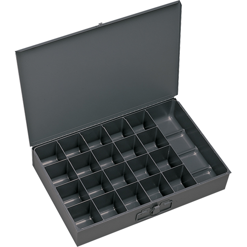 Boîtes &agrave; fond courb&eacute;, Acier, 21 compartiments, 18" la x 12" p, 3" h, Gris Stor-it Systems