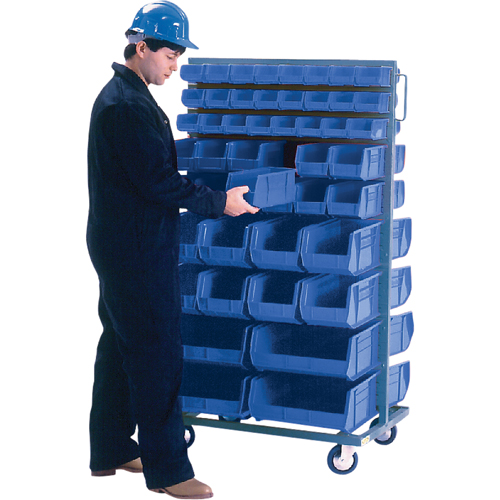 Support mobile deux c&ocirc;t&eacute;s pour bacs, &agrave; deux c&ocirc;t&eacute;s, 96 bacs, 36" la x 24" p x 63" h Stor-it Systems
