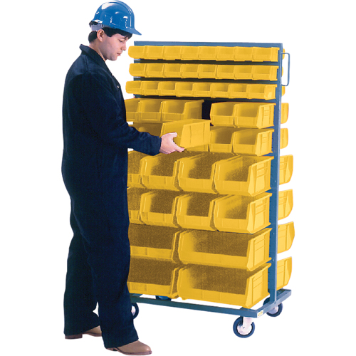 Support mobile deux c&ocirc;t&eacute;s pour bacs, &agrave; deux c&ocirc;t&eacute;s, 96 bacs, 36" la x 24" p x 63" h Stor-it Systems