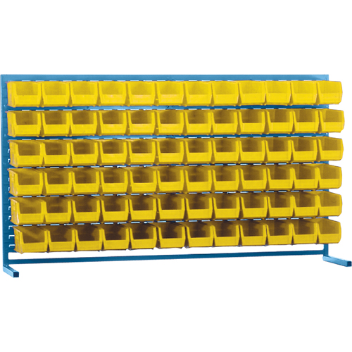 Louvered Rack with Bins, 72 Bins, 72" W x 15" D x 40" H Stor-it Systems