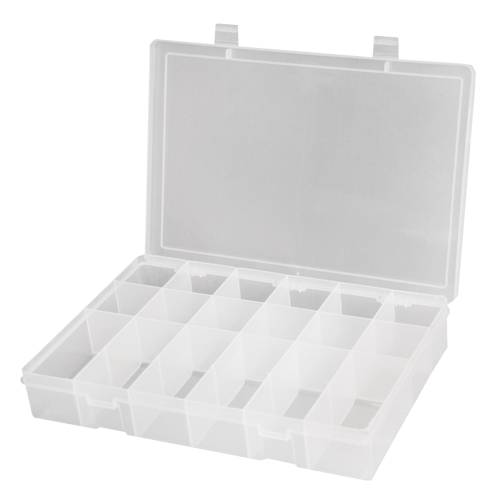 Compact Polypropylene Compartment Cases, 11" W x 6-3/4" D x 1-3/4" H, 18 Compartments Stor-it Systems