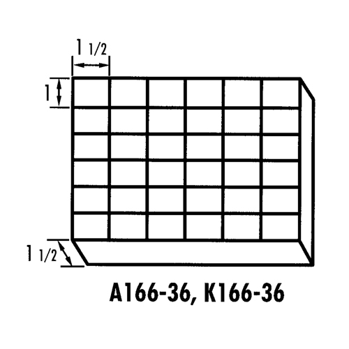 K-Resin Compartment Box, Plastic, 36 Slots, 6-9/16" W x 9-5/8" D x 1-1/2" H, Transparent Stor-it Systems