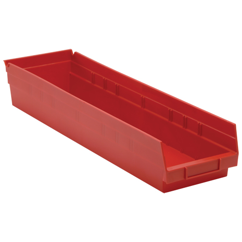 Bacs de rangement pour tablettes, 6-5/8" la x 4" H x 23-5/8" p, Rouge, Capacit&eacute; 50 lb Stor-it Systems