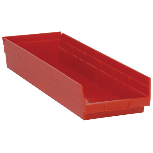 Shelf Bins, 8-3/8" W x 4" H x 23-5/8" D, Red, 50 lbs. Capacity Stor-it Systems