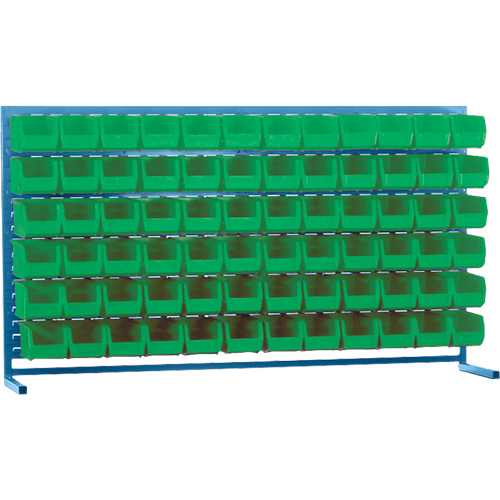 Louvered Rack with Bins, 72 Bins, 72" W x 15" D x 40" H Stor-it Systems