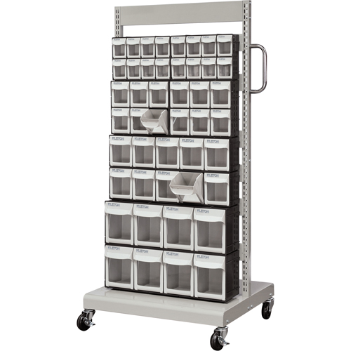 Mobile Tilt Bin Rack, Single-sided, 46 bins, 26-1/4" W x 22" D x 57-1/2" H Stor-it Systems