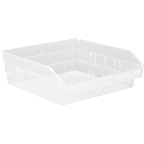 Shelf Bins, 11-1/8" W x 4" H x 11-5/8" D, Clear, 30 lbs. Capacity Stor-it Systems
