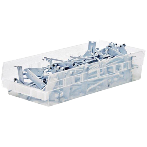 Shelf Bins, 6-5/8" W x 4" H x 23-5/8" D, Clear, 50 lbs. Capacity Stor-it Systems