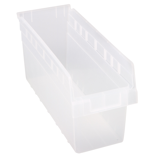 Store-Max Shelf Bins, 6-5/8" W x 8" H x 17-7/8" D, Clear, 56 lbs. Capacity Stor-it Systems