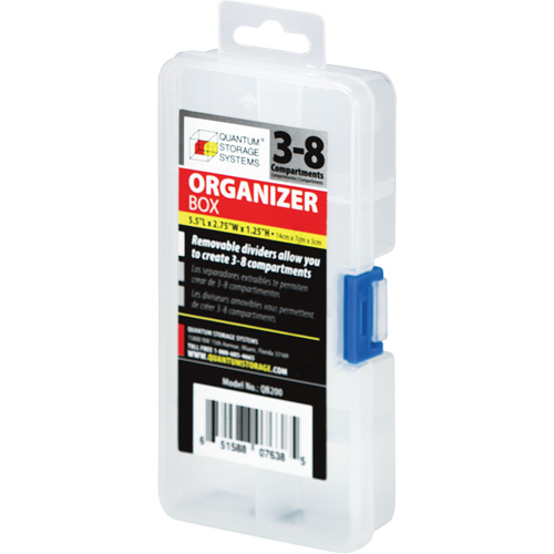 Plastic Compartment Box, 2.75" W x 5.5" D x 1.25" H, 8 Compartments Stor-it Systems