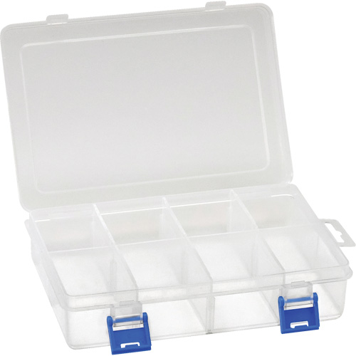 Plastic Compartment Box, 5.5" W x 7.75" D x 1.75" H, 8 Compartments Stor-it Systems