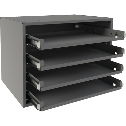Small Bearing Rack, Steel, 4 Slots, 15-9/16" W x 11-7/8" D x 11-5/16" H, Grey Stor-it Systems