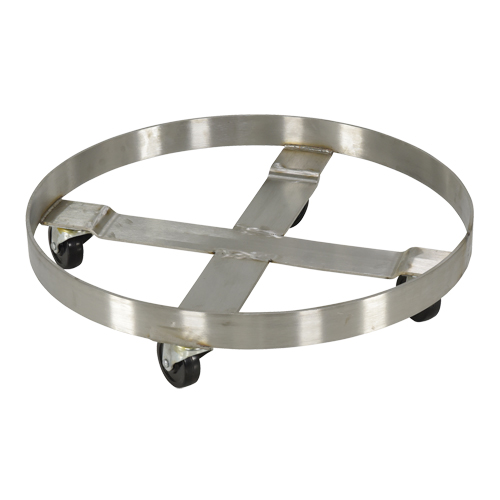Chariots pour barils, Acier inoxydable, Capacit&eacute;e 800 lb, Diam&egrave;tre 23-1/4", Roue en Caoutchouc Stor-it Systems