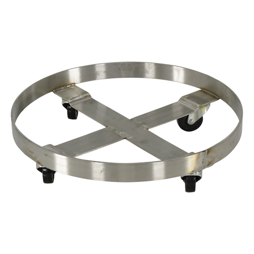Chariots pour barils, Acier inoxydable, Capacit&eacute;e 800 lb, Diam&egrave;tre 23-1/4", Roue en Caoutchouc Stor-it Systems