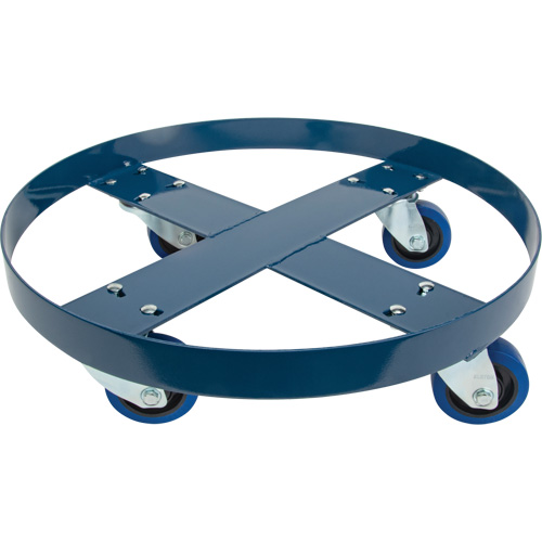 Chariot pour baril, Acier, Capacit&eacute;e 1400 lb, Diam&egrave;tre 24", Roue en &eacute;lastique bleu Stor-it Systems