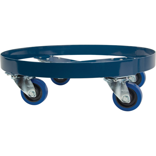 Chariot pour baril, Acier, Capacit&eacute;e 1400 lb, Diam&egrave;tre 24", Roue en &eacute;lastique bleu Stor-it Systems