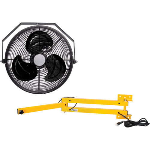 Trousse de ventilateur pour poste de travail industriel avec bras double verrouillable, Dia 12", 3 vitesses Stor-it Systems