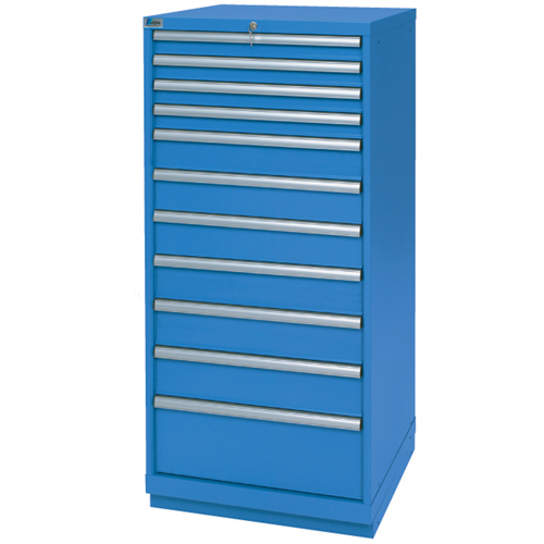 Drawer Cabinets, 11 Drawers, 28-1/4" W x 28-1/2" D x 59-1/2" H, Bright blue Stor-it Systems