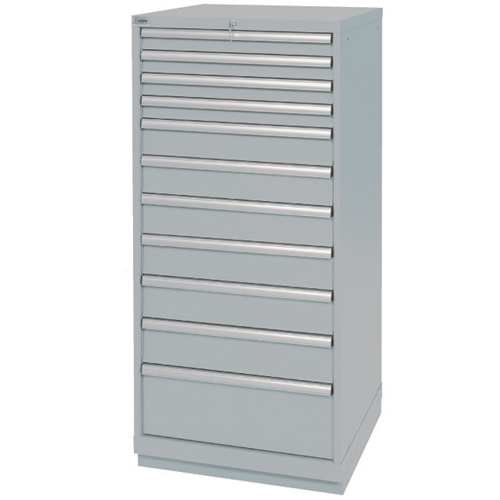 Drawer Cabinets, 11 Drawers, 28-1/4" W x 28-1/2" D x 59-1/2" H, Grey Stor-it Systems