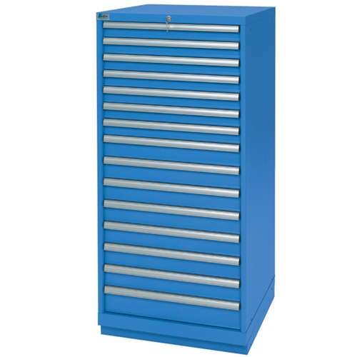 Drawer Cabinets, 15 Drawers, 28-1/4" W x 28-1/2" D x 59-1/2" H, Bright blue Stor-it Systems