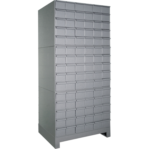 Armoires &agrave; tiroirs industriels avec base, 90 tiroirs, 34-1/8" la x 12-1/4" p x 69-1/8" h, Gris Stor-it Systems