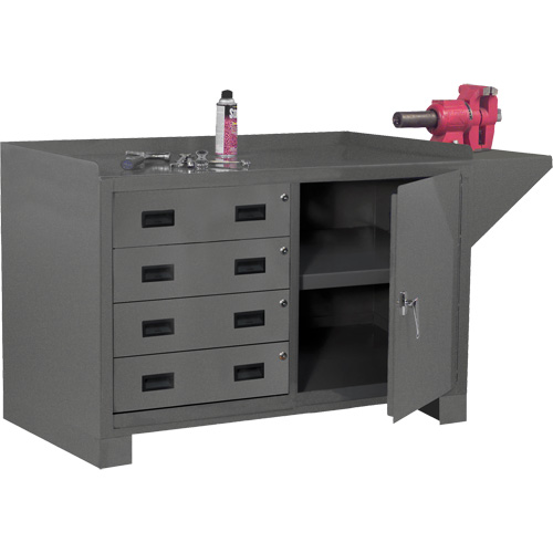 Stationary Workstation, Steel Surface, 60-1/8" W x 24-1/4" D x 36-1/4" H Stor-it Systems