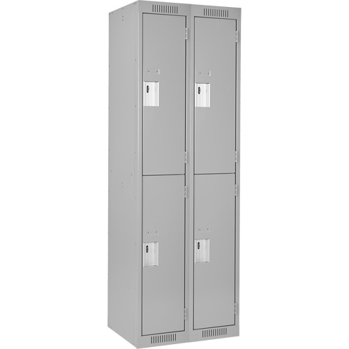 Casiers Clean Line, 2 niveaux, Bloc de 2, 24" x 18" x 72", Acier, Gris, Rivet (assembl&eacute;) Stor-it Systems