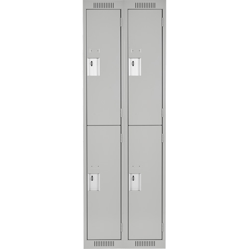 Casiers Clean Line, 2 niveaux, Bloc de 2, 24" x 18" x 72", Acier, Gris, Rivet (assembl&eacute;) Stor-it Systems