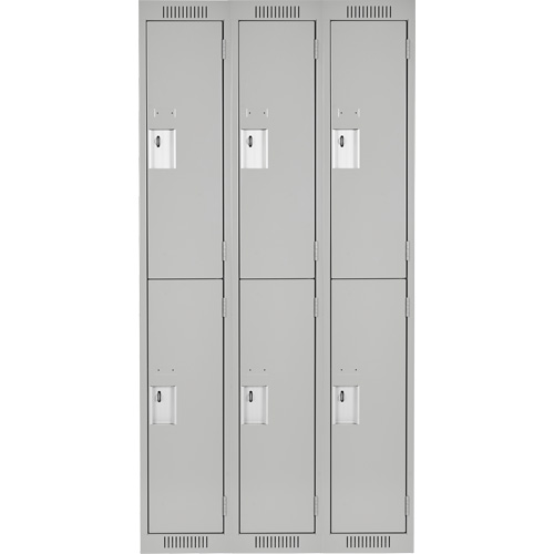 Clean Line Lockers, 2 -tier, Bank of 3, 36" x 18" x 72", Steel, Grey, Rivet (Assembled) Stor-it Systems