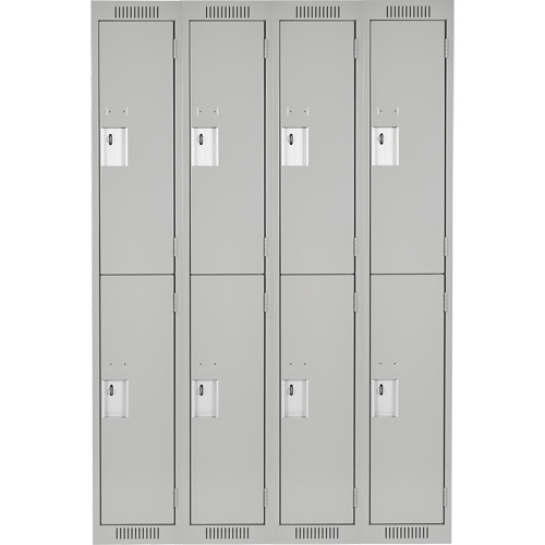 Clean Line Lockers, 2 -tier, Bank of 4, 48" x 18" x 72", Steel, Grey, Rivet (Assembled) Stor-it Systems